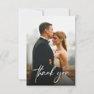 Carte De Remerciements Simple moderne Personnalisé 2 photos Mariages