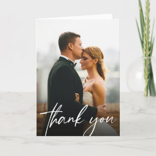 Carte De Remerciements Simple moderne Personnalisé 2 photos Mariages
