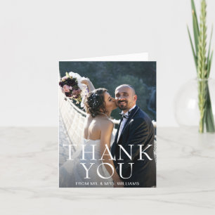 Carte De Remerciements Simple Moderne Photo de Mariage
