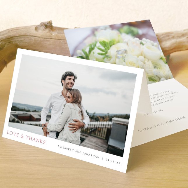 Carte De Remerciements Simple Moderne Photo Mariage Amour et Remerciement (Créateur téléchargé)