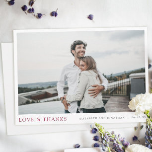 Carte De Remerciements Simple moderne Photo Mariage Bourgogne