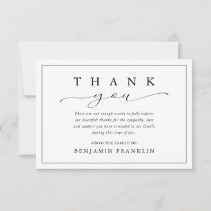 Carte De Remerciements Simple moderne Sympathy Funeral Thank You Note Car
