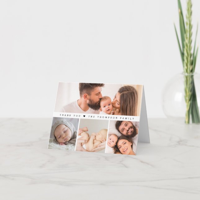 Carte De Remerciements Simple Multi Photos Baby Shower (Devant)