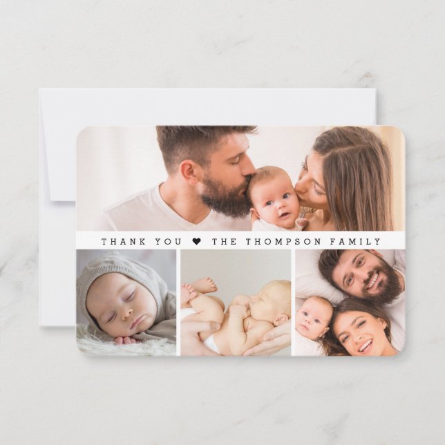 Carte De Remerciements Simple Multi Photos Baby Shower small note (Devant)