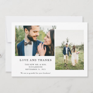 Carte De Remerciements Simple noir et blanc  Trois Mariages photo