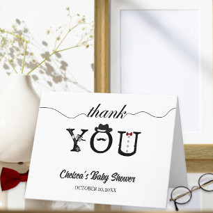 Carte De Remerciements Simple petit Baby shower Gentleman noir et blanc