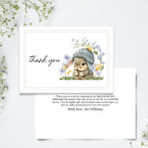 Carte de Remerciements Simple Petit Lapin