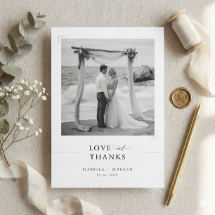 Carte De Remerciements Simple Photo de Mariage Classique Noir et Blanc