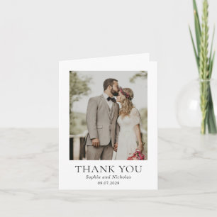 Carte De Remerciements Simple Photo De Mariage Moderne En Noir Et Blanc