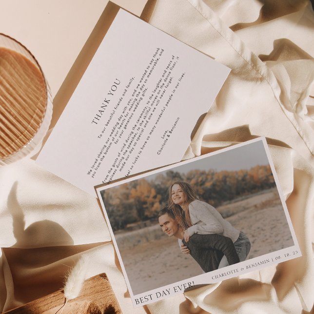 Carte De Remerciements Simple photo Meilleur jour jamais Mariage (Créateur téléchargé)