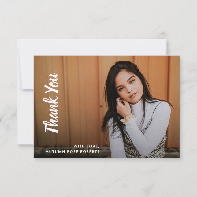 Carte De Remerciements Simple Photo Moderne Graduation (Devant)