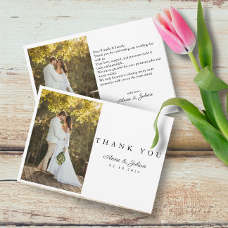 Carte De Remerciements Simple Photo Moderne Mariage W Note Paysage