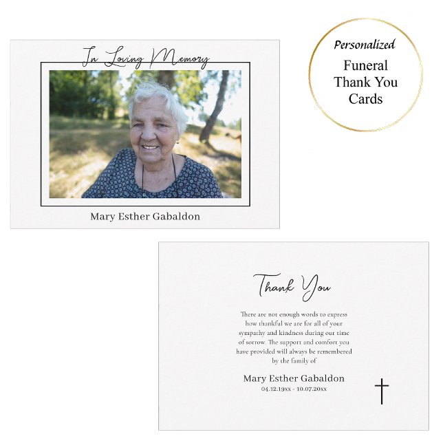 Carte De Remerciements Simple Photo Roman Catholic Memorial (Créateur téléchargé)