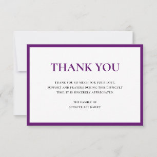 Carte De Remerciements Simple Plum violet traditionnel Sympathie Funérail