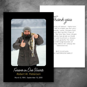 Carte De Remerciements Simple pour toujours dans nos coeurs Photo Funérai