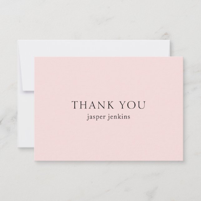 Carte De Remerciements Simple rose Professionnel Minimal Moderne (Devant)