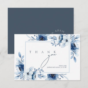 Carte De Remerciements Simple Royal Blue Opulence Floral Mariage