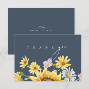 Carte De Remerciements Simple Royal Blue Opulence Mariage de tournesols
