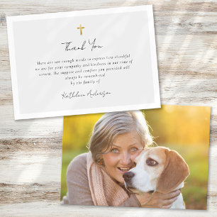 Carte De Remerciements Simple Script Cross Sympathy Funeral Photo