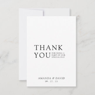 Carte De Remerciements Simple Script Minimaliste Photo de Mariage