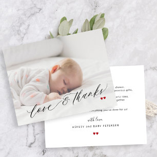 Carte De Remerciements Simple shower de bébé amour et remerciements
