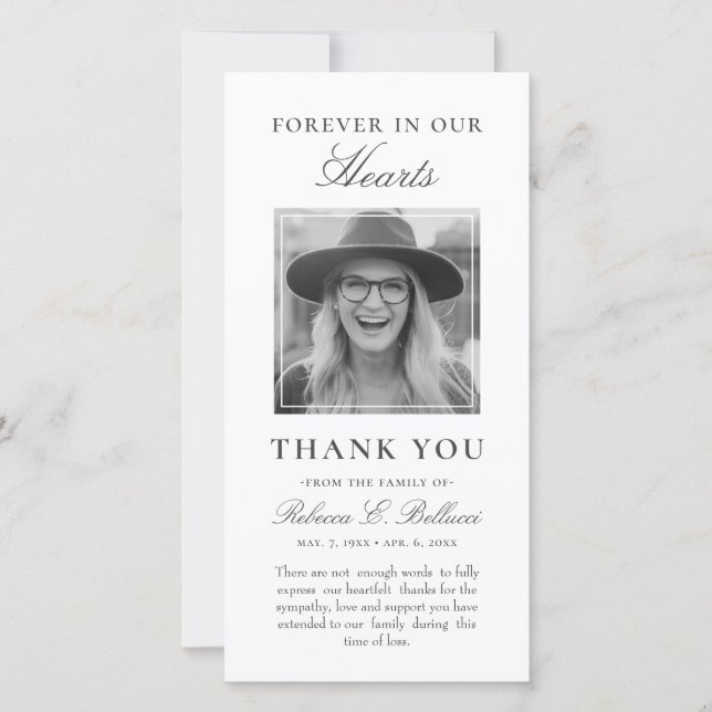 Carte De Remerciements Simple souvenir de deuil Sympathy Funeral Photo (Devant)