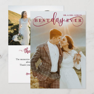Carte De Remerciements Simple Style Bourgogne Best Day Ever 2 Photo