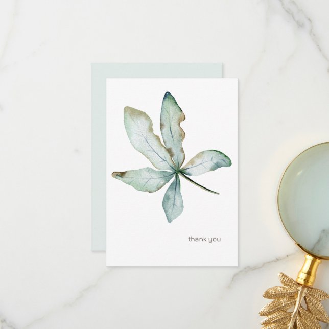 Carte De Remerciements Simple Tropical Green Custom Seafoam (Devant/Arrière en situation)
