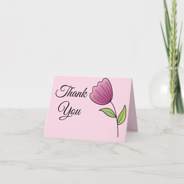 Carte De Remerciements Simple Tulipe rose Cuite et personnalisée (Devant)
