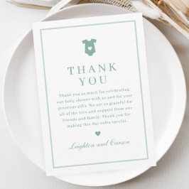 Carte De Remerciements Simple Typographie Sage Baby shower vert