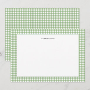Carte De Remerciements Simple, vert et blanc En vichy personnalisé