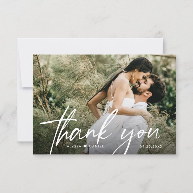 Carte De Remerciements Simple Vierge arrière Mariage Photo moderne (Devant)