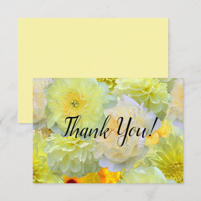 Carte De Remerciements Simple Yellow Floral Thank You (Devant / Derrière)