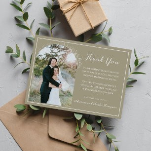 Carte De Remerciements Simplicité Florale 1 Mariage Vert de Mousse