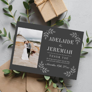 Carte De Remerciements Simplicité Florale 2 Mariage Charbon
