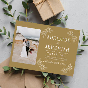 Carte De Remerciements Simplicité Florale 2 Mariage Chêne Doré