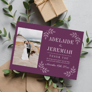 Carte De Remerciements Simplicité Florale 2 Mariage Raisin Violet