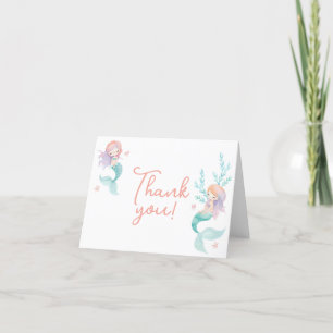 Carte De Remerciements Sirène Purple et Turquoise Anniversaire ou Baby sh