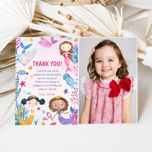 Carte De Remerciements Sirène Sous La Fête D'Anniversaire De La Mer Photo