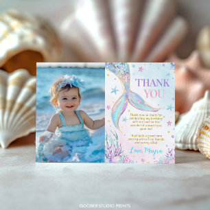 Carte De Remerciements Sirène sous la mer Photo Anniversaire