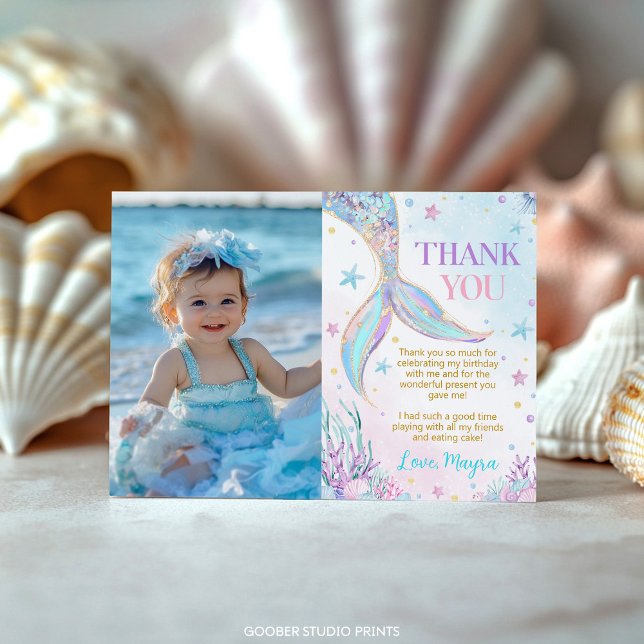 Carte De Remerciements Sirène sous la mer Photo Anniversaire (Créateur téléchargé)