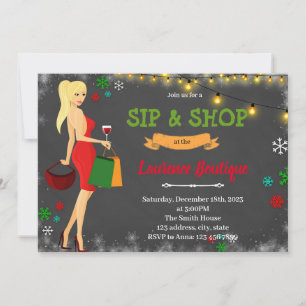 Carte De Remerciements Siroter et magasiner l'invitation de noël