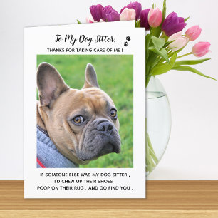 Carte De Remerciements Sitter Chien Personnalisé Soins aux Animaux de Com