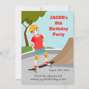 Carte De Remerciements Skate Park Fun Boy Fête d'anniversaire
