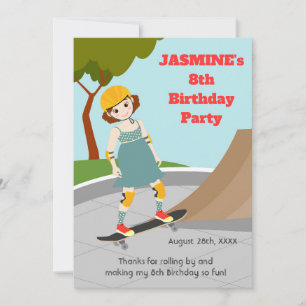 Carte De Remerciements Skater Park Fun Girl Birthday Party