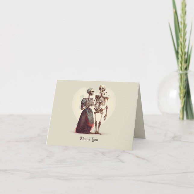 Carte De Remerciements Skeleton Couple Mariage (Devant)