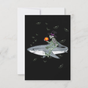 Carte De Remerciements Skeleton équitation requin - Drôle cadeau Hallowee