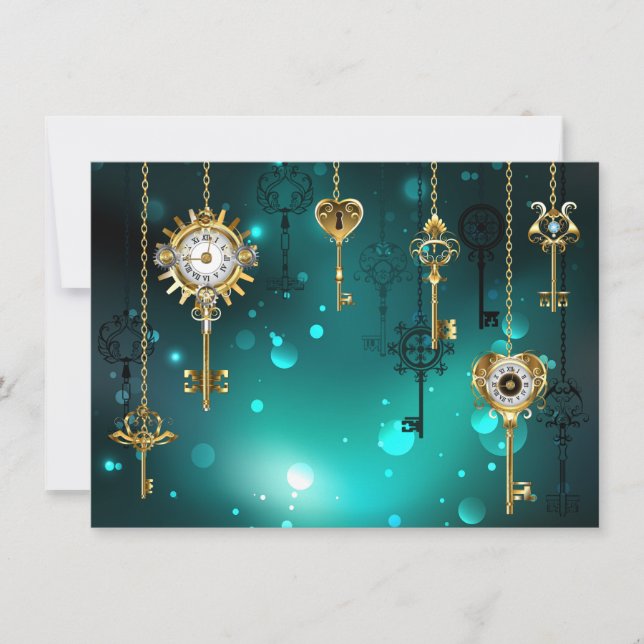 Carte De Remerciements Skeleton Keys on Green Background (Devant)