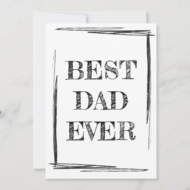 Carte De Remerciements Sketchchy Black & White Meilleur papa jamais (Devant)