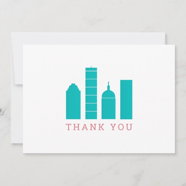 Carte de remerciements Skyline de Boston (Devant)